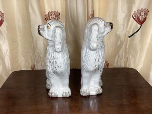 PAIR OF LARGE STAFFORDSHIRE SPANIELS