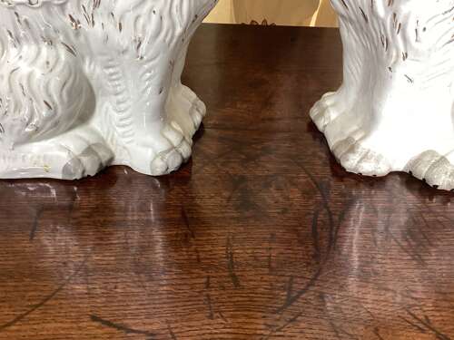 PAIR OF LARGE STAFFORDSHIRE SPANIELS