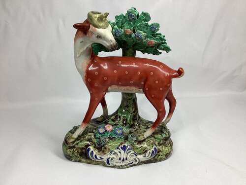 STAFFORDSHIRE PEARLWARE FIGURE OF A DEER