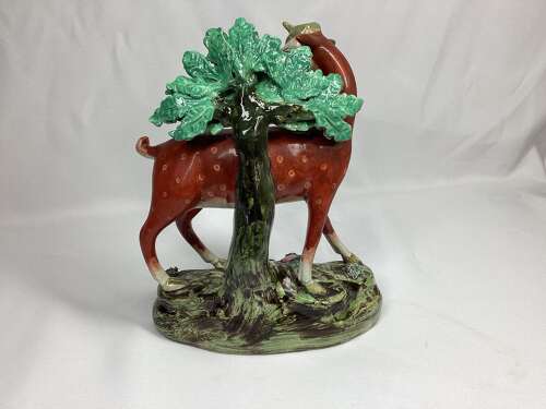 STAFFORDSHIRE PEARLWARE FIGURE OF A DEER
