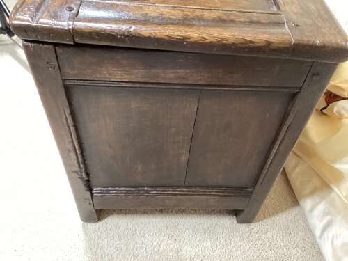 CHARLES II SMALL OAK LINENFOLD COFFER