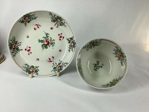 NEW HALL ROSE BOUQUET TEA BOWL AND SAUCER