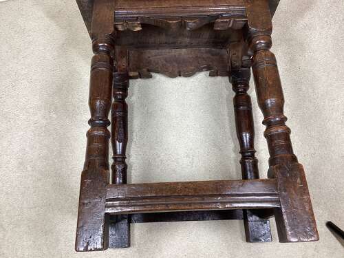 17TH CENTURY JOINED OAK  STOOL