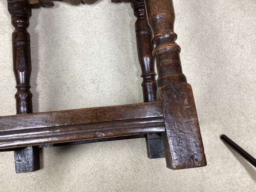 17TH CENTURY JOINED OAK  STOOL