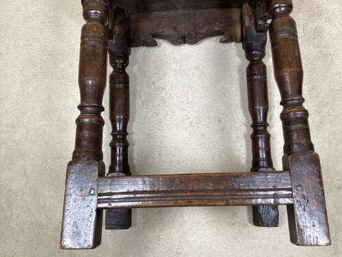 17TH CENTURY JOINED OAK  STOOL
